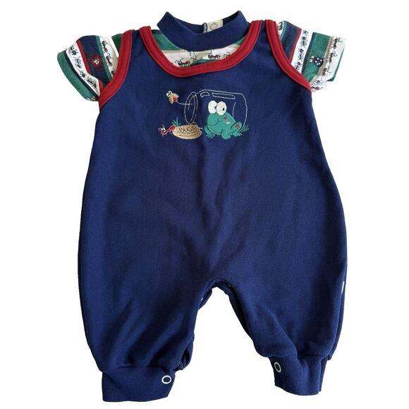 Vintage 90s Healthtex Bugs Frog Short Sleeve Jumper Jumpsuit Baby Sz 0-5 Months - Picture 1 of 10
